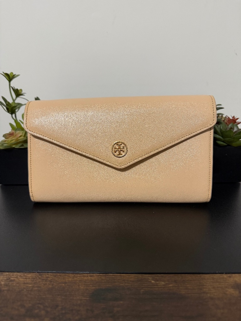 Tory Burch Beige Envelope Clutch